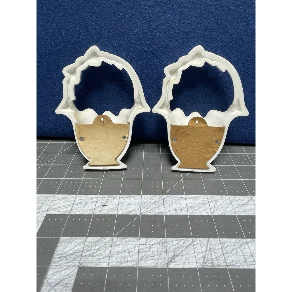 10 Hobnail White Burwood Baskets Vases Butterflies Mirror Wall Set MCM Vintage